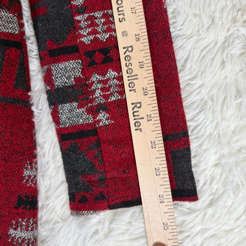 BB Dakota Southwestern Aztec Waterfall Cardigan Jacket Faux Leather Small Coat - Picture 8 of 14